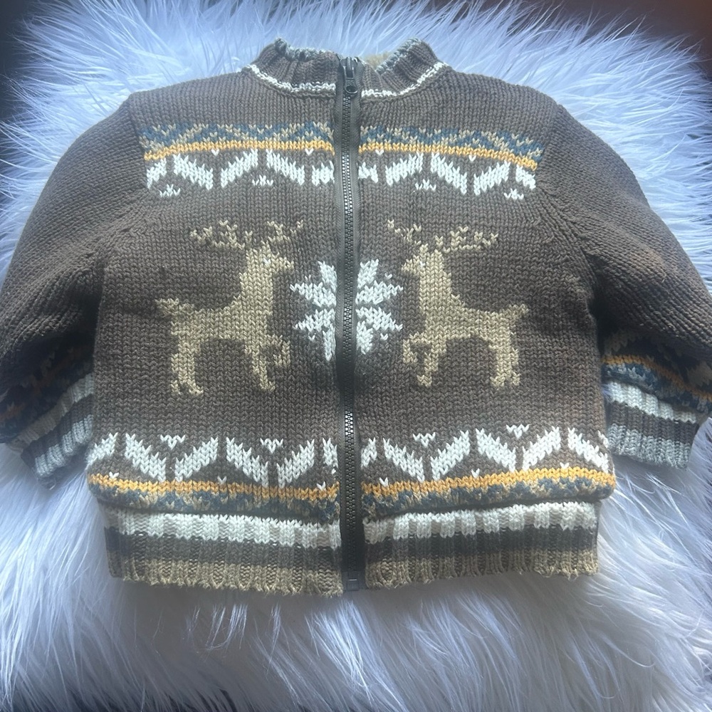 Children’s Place Reindeer zipper fleece lining jacket!